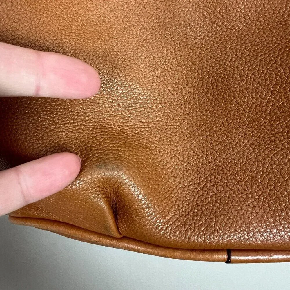 Michael Kors Leather Hobo Handbag Shoulder Bag Gold Plated Hardware Fulton Brown